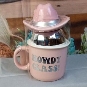 🚜 Pink Howdy Class Mug with Disco Ball Decor